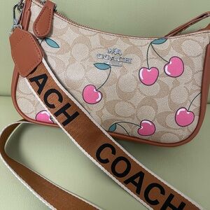Coach Beige and Pink Cherry Pattern Bag